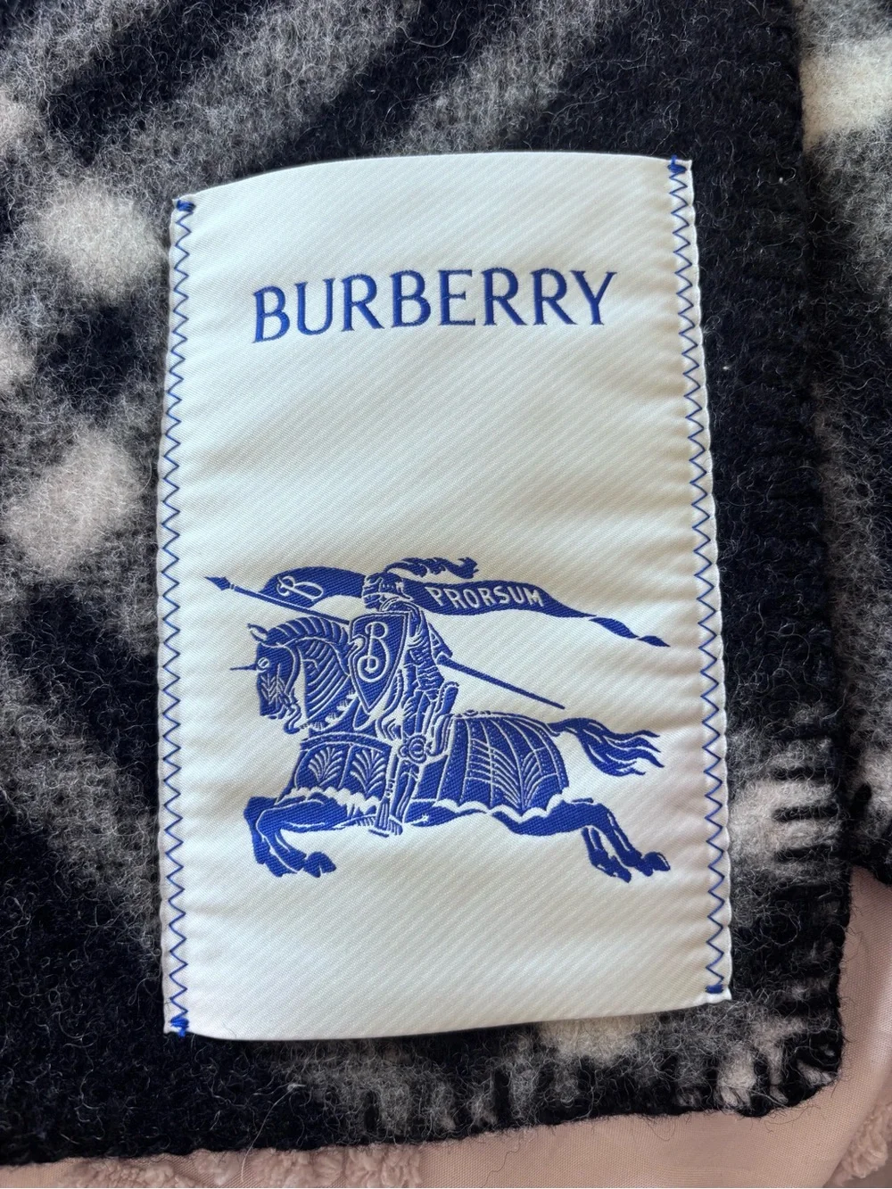 Authentic Burberry Black and White Plaid Hooded Scarf